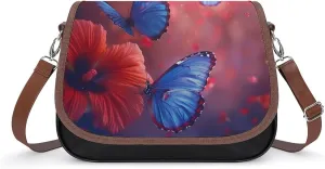 Butterfly Insect Animal Women's Crossbody Bags PU Leather Shoulder Bag Handbag Purse Messenger Bag with Shoulder Strap