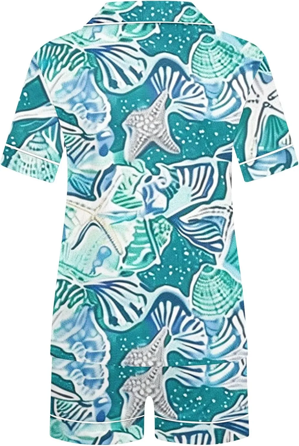 Button Up Pajamas For Women Cute Print Short Sleeve Sleepwear 2 Piece Summer Soft Pis Top And Shorts Outfits Sets