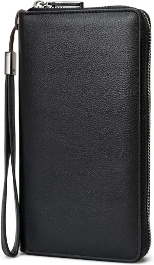 Bveyzi Women RFID Blocking Wallet Leather Zip Around Phone Clutch Large Capacity Ladies Travel Purse Wristlet