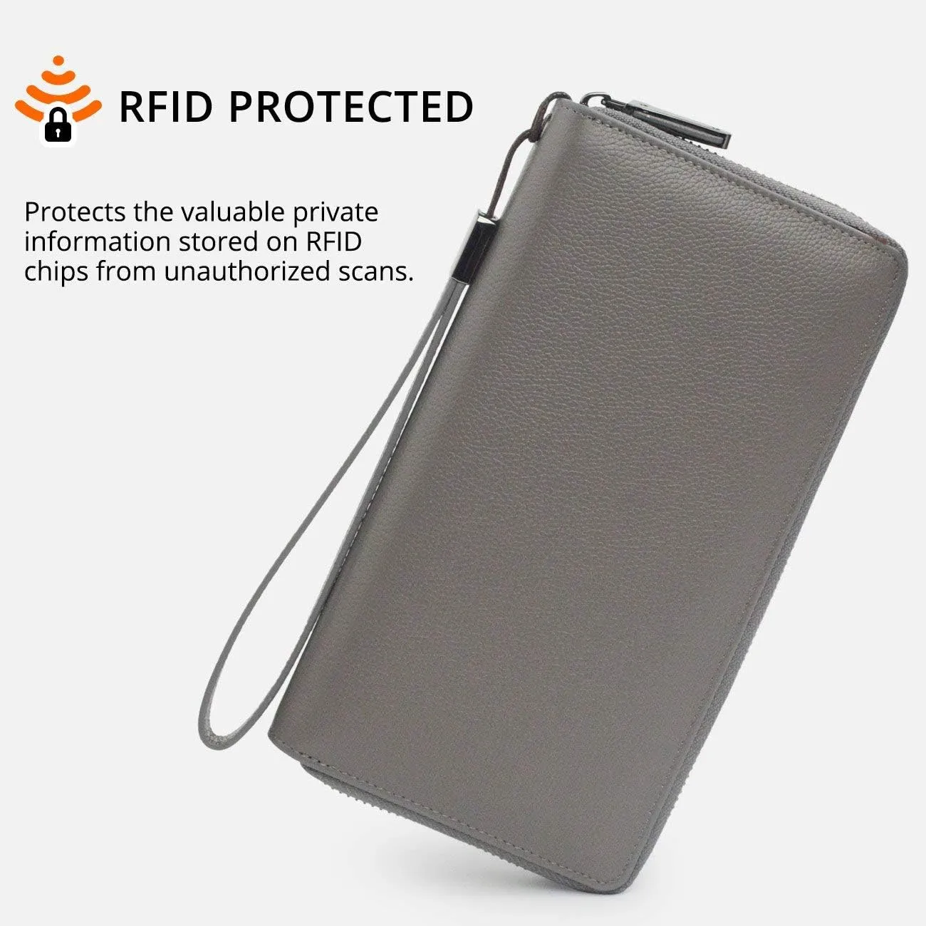 Bveyzi Women RFID Blocking Wallet Leather Zip Around Phone Clutch Large Capacity Ladies Travel Purse Wristlet