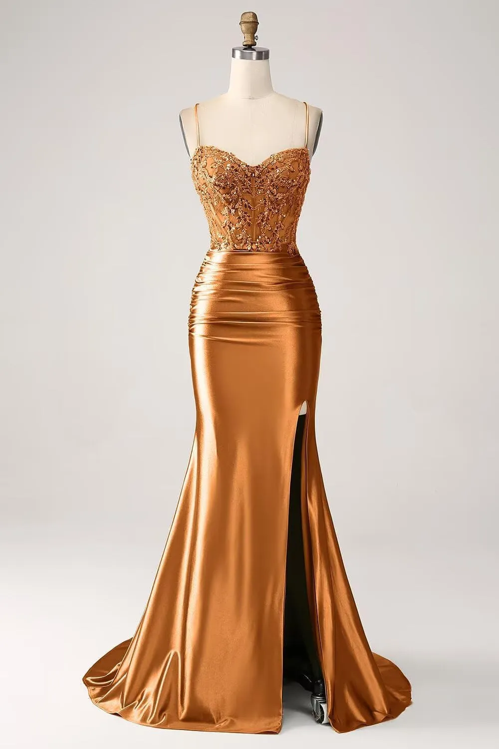 Cadoly Satin Mermaid Prom Dresses for Women 2025 Long Fitted Elegant Corset Formal Dresses and Evening Gown with Slit