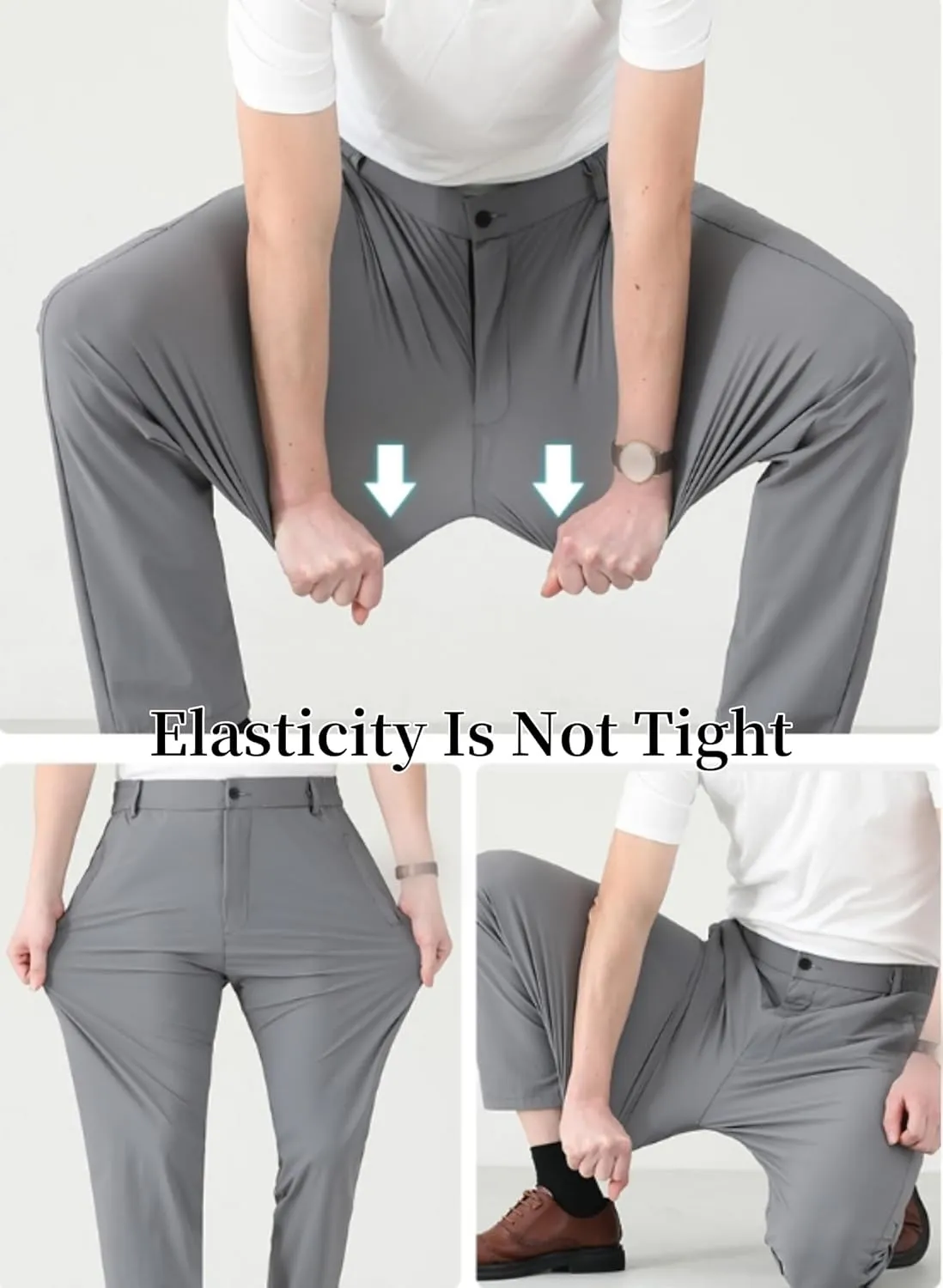 Caloset Cargo Stretch Pants, IceStrider Men's Super Stretch Loose Fit Pants, Men's Ice Silk Comfort Straight Trousers