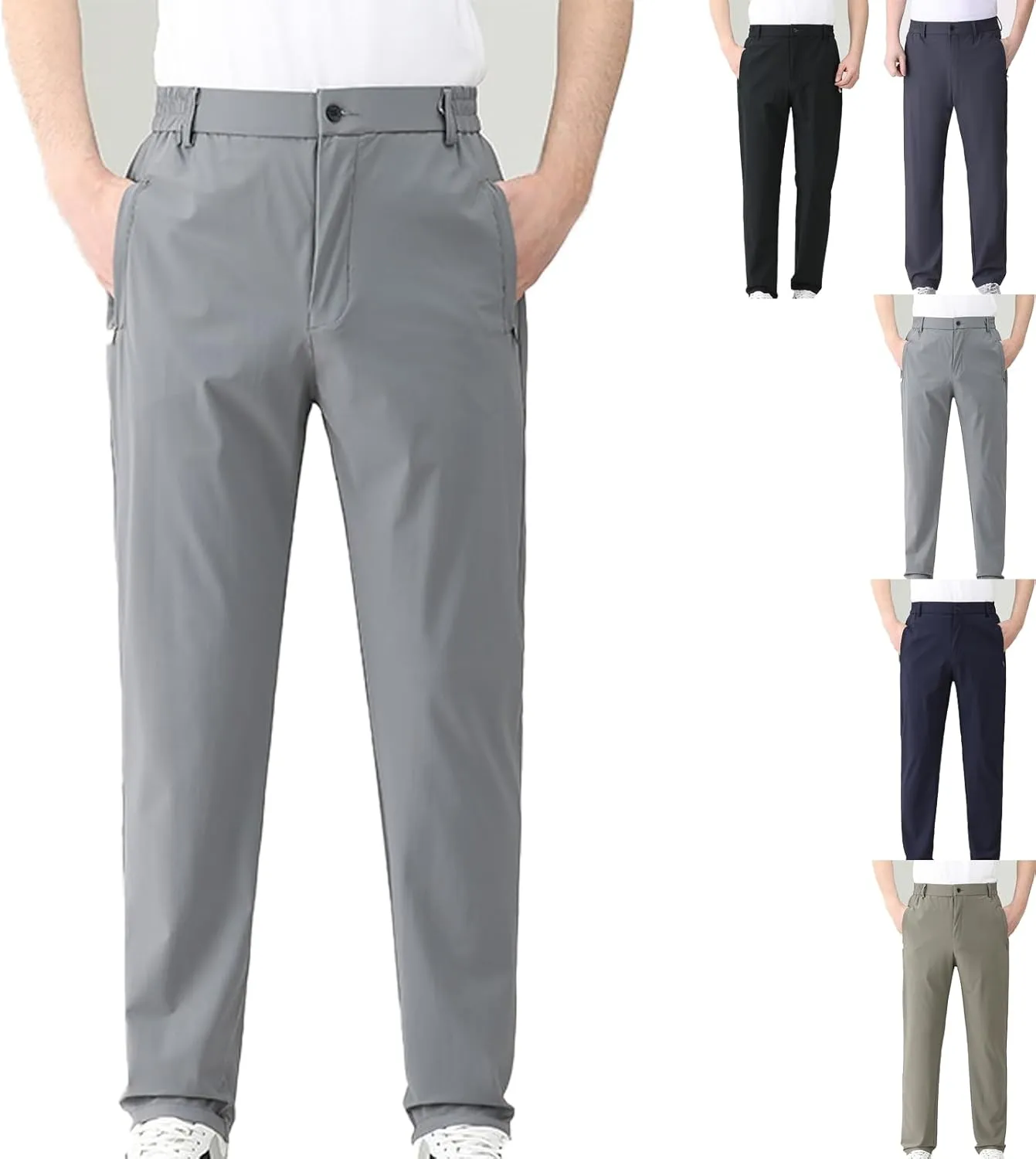 Caloset Cargo Stretch Pants, IceStrider Men's Super Stretch Loose Fit Pants, Men's Ice Silk Comfort Straight Trousers