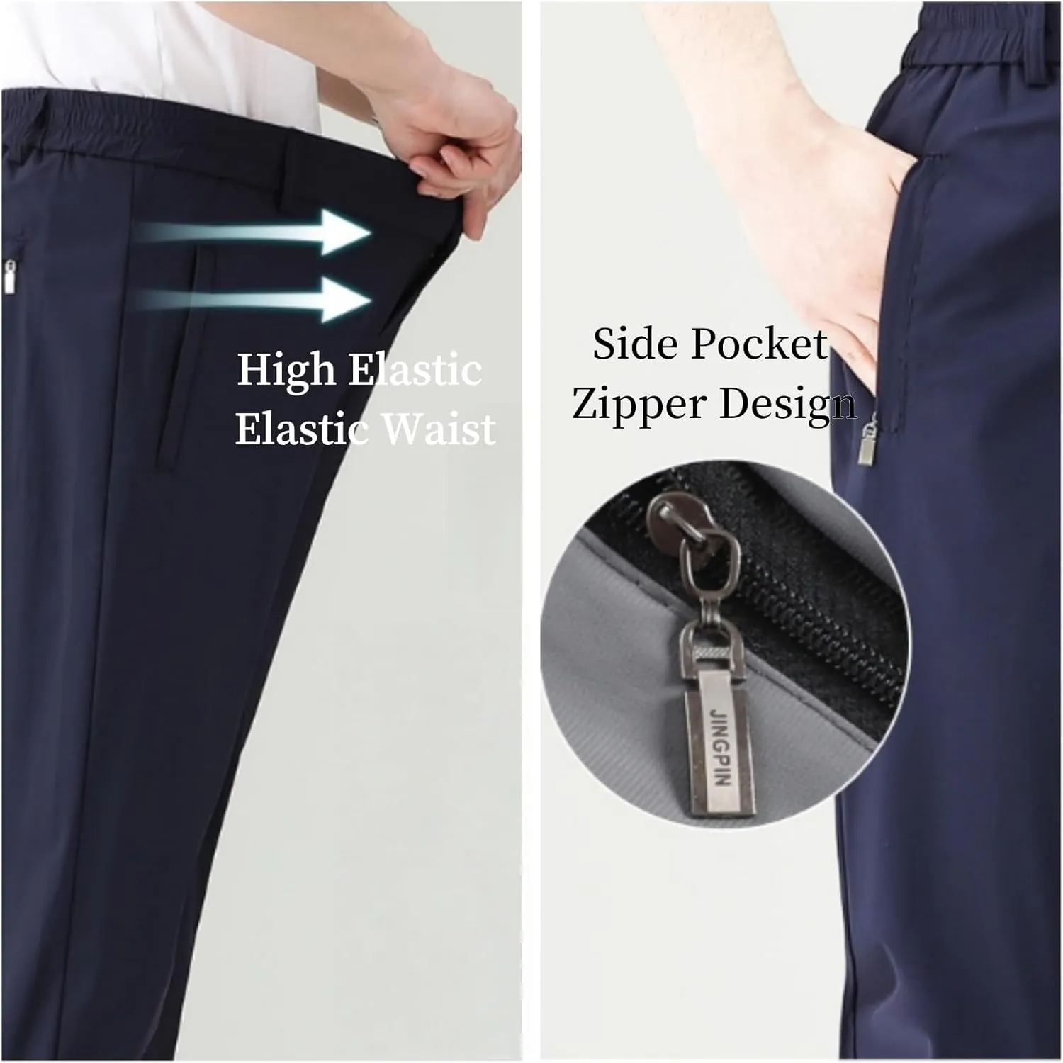 Caloset Cargo Stretch Pants, IceStrider Men's Super Stretch Loose Fit Pants, Men's Ice Silk Comfort Straight Trousers
