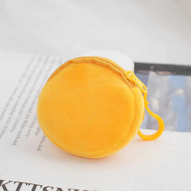 Candy Color Plush Solid Round Certificate Coin Purses