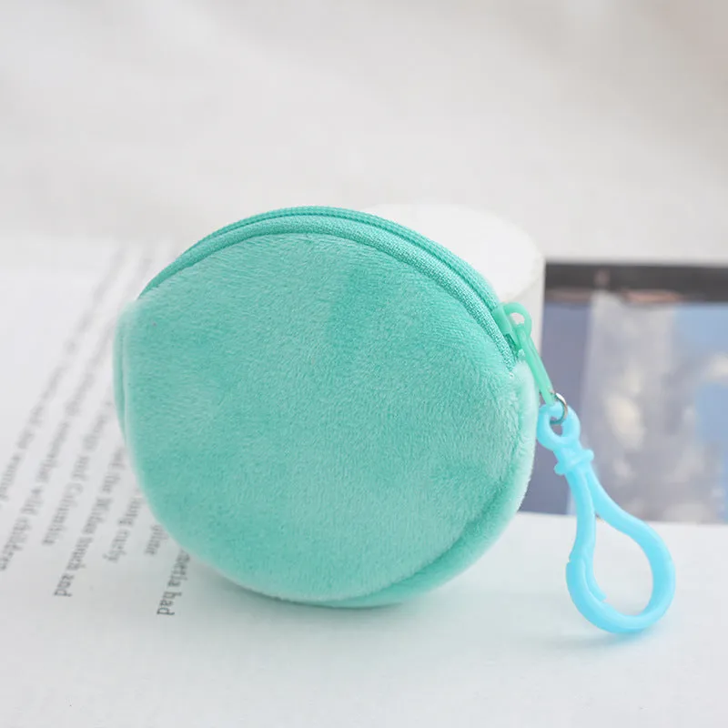 Candy Color Plush Solid Round Certificate Coin Purses