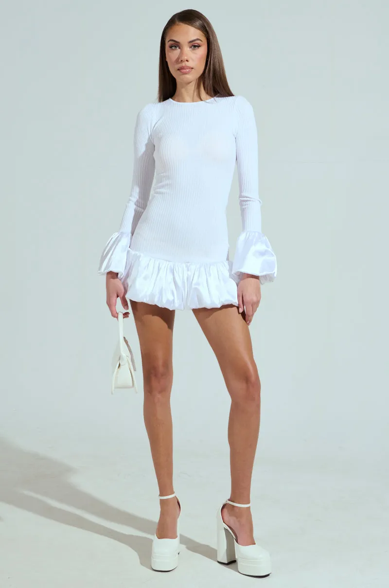 CAN'T MISS ME KNIT MINI DRESS IN WHITE