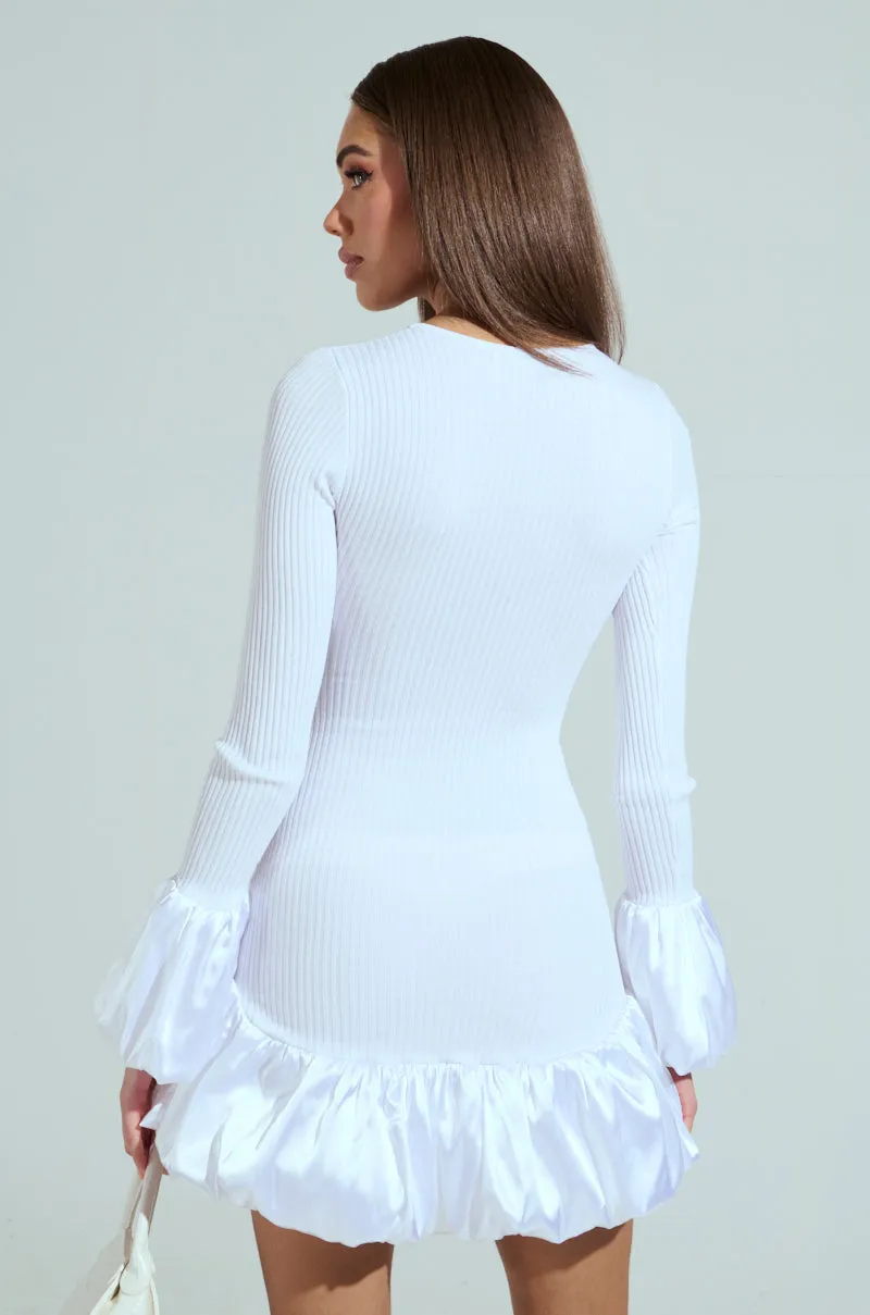 CAN'T MISS ME KNIT MINI DRESS IN WHITE