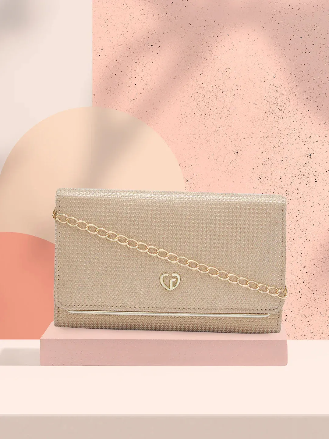 Caprese Delmi Medium Champagne Gold Clutch