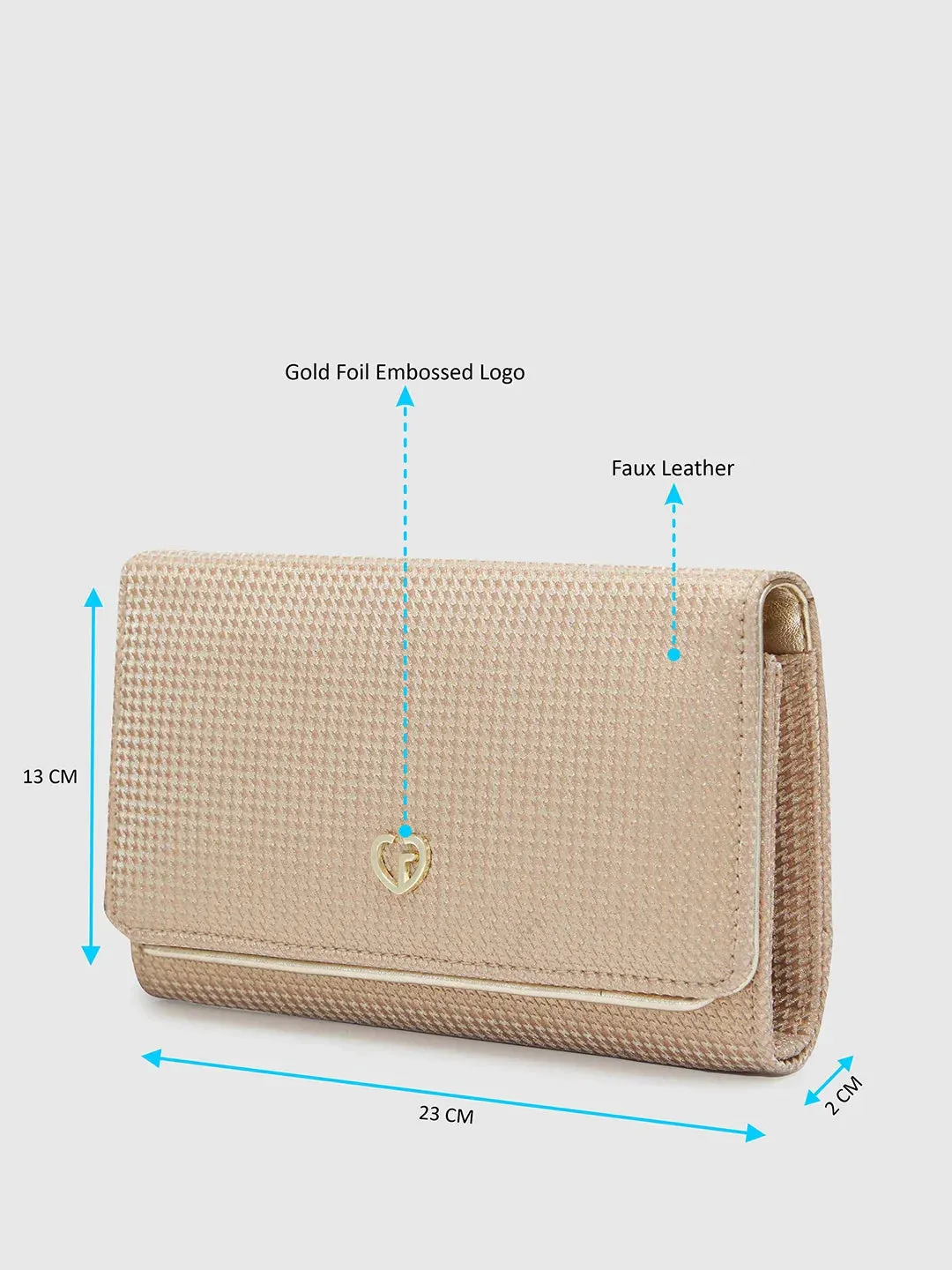 Caprese Delmi Medium Champagne Gold Clutch