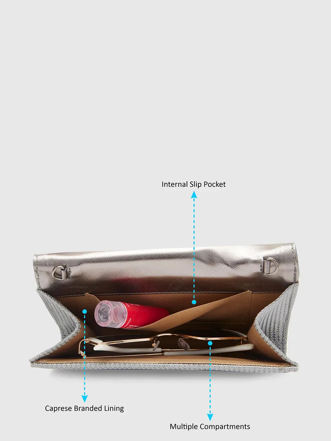 Caprese Delmi Medium Pewter Clutch