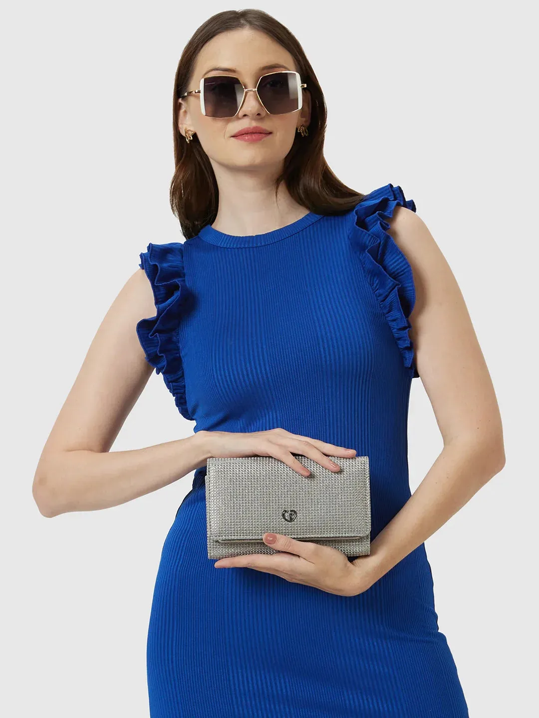 Caprese Delmi Medium Pewter Clutch