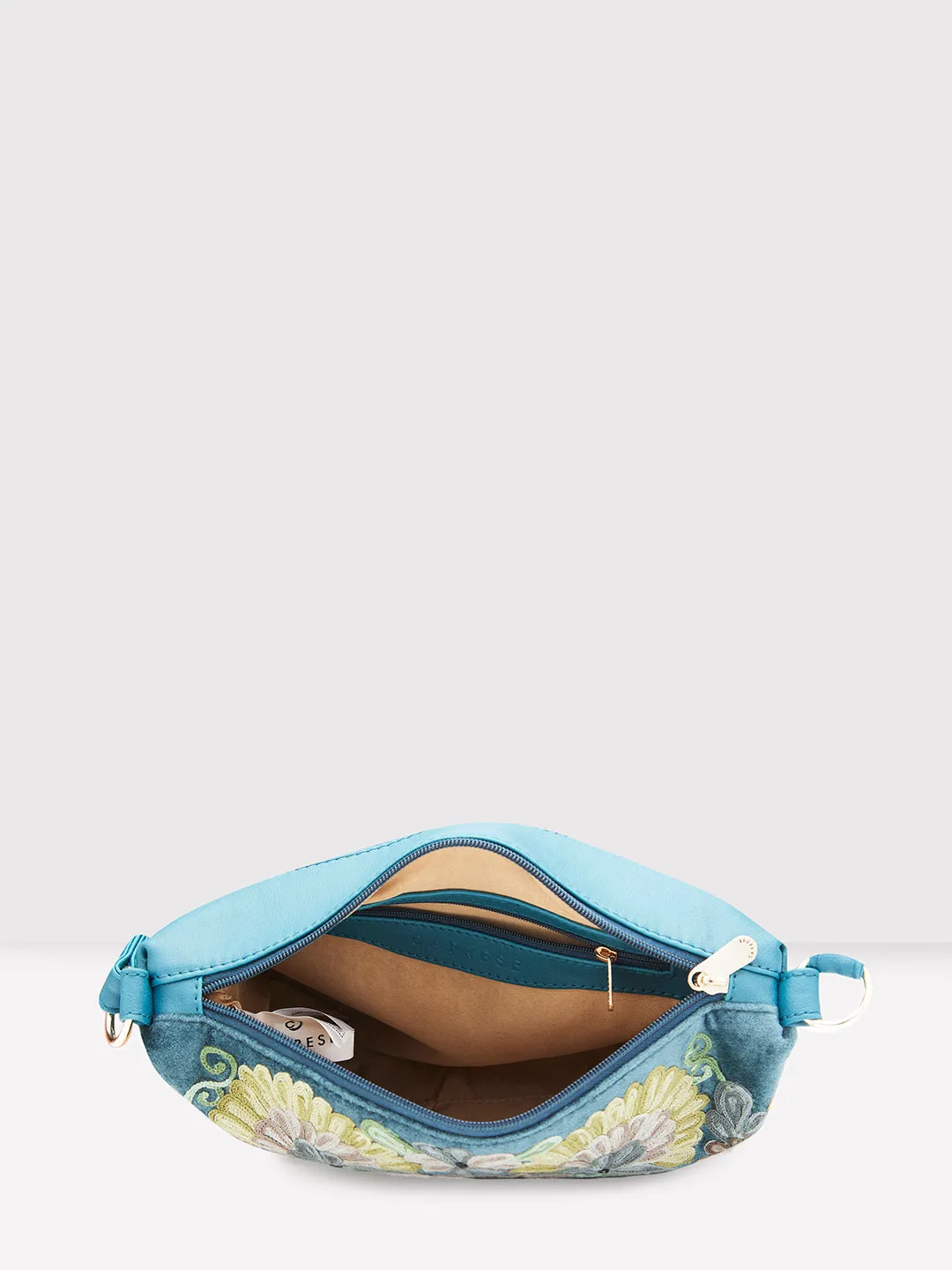 Caprese Tresna Embroidery Green Crossbody Bag