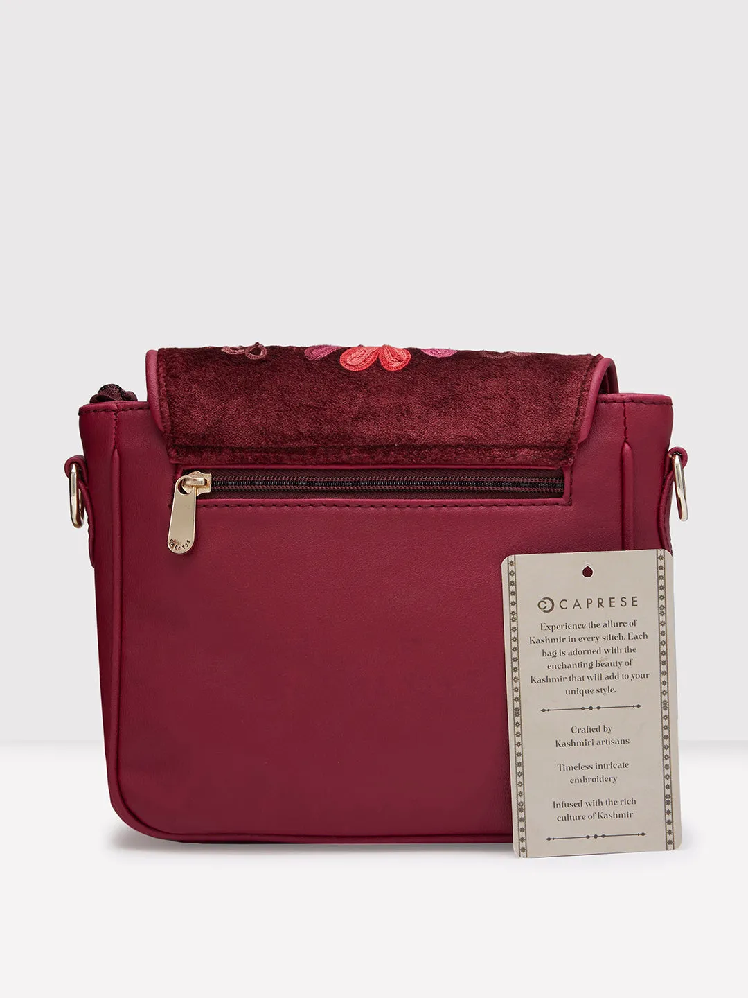 Caprese Tresna Large Maroon Sling Bag