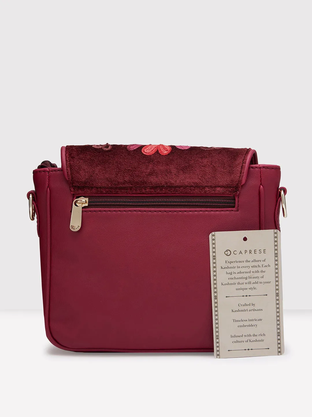 Caprese Tresna Large Maroon Sling Bag