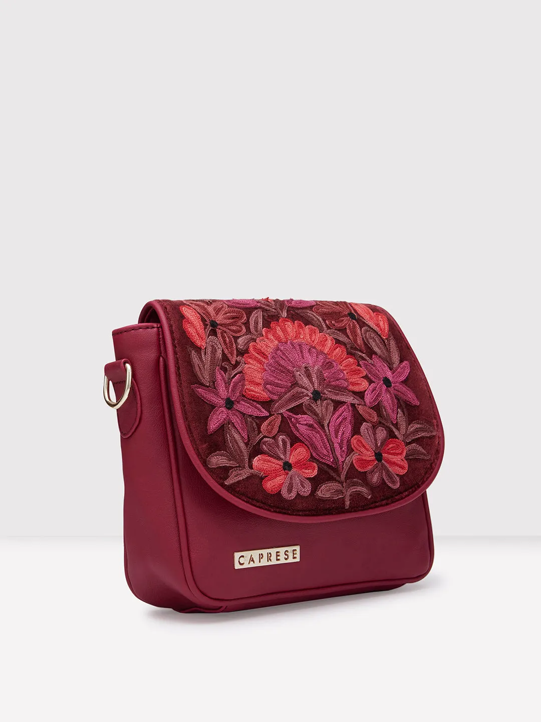 Caprese Tresna Large Maroon Sling Bag