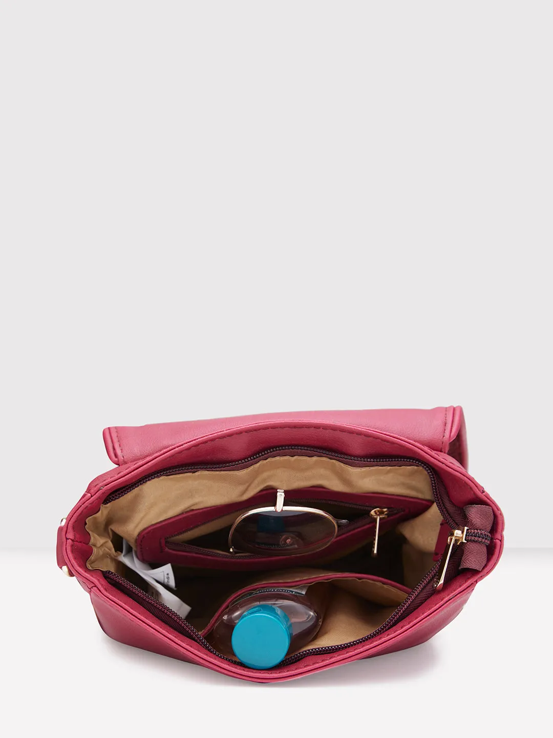 Caprese Tresna Large Maroon Sling Bag