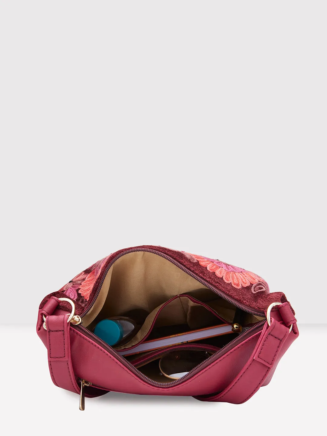 Caprese Tresna Medium Maroon Crossbody Bag