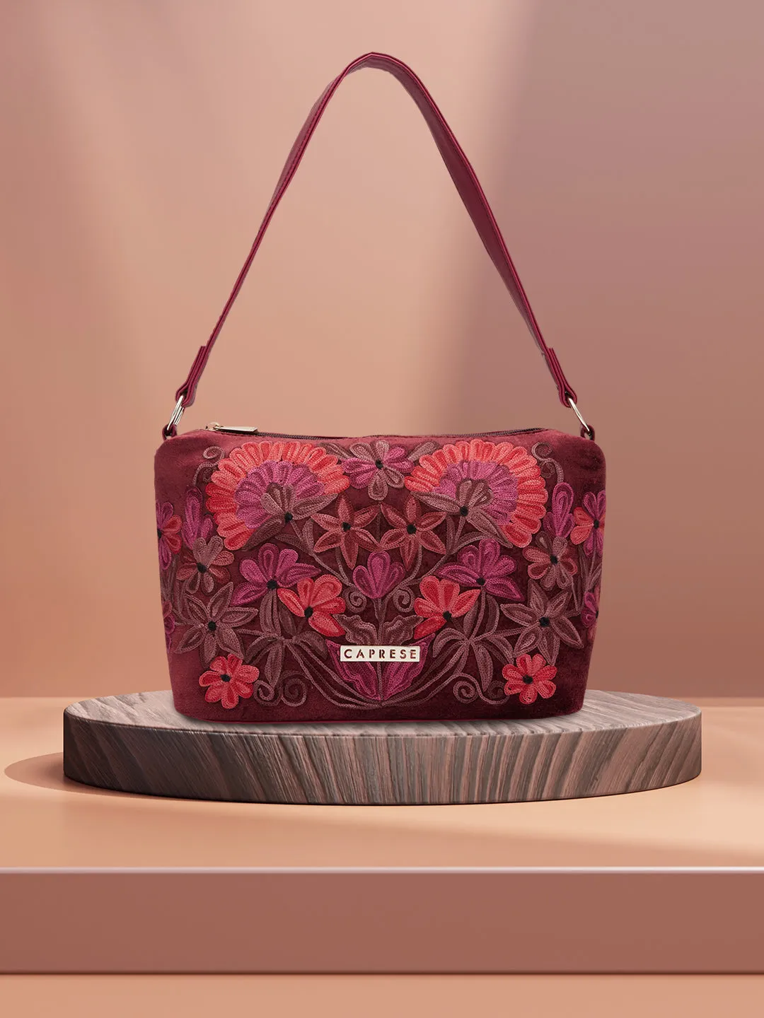 Caprese Tresna Medium Maroon Crossbody Bag
