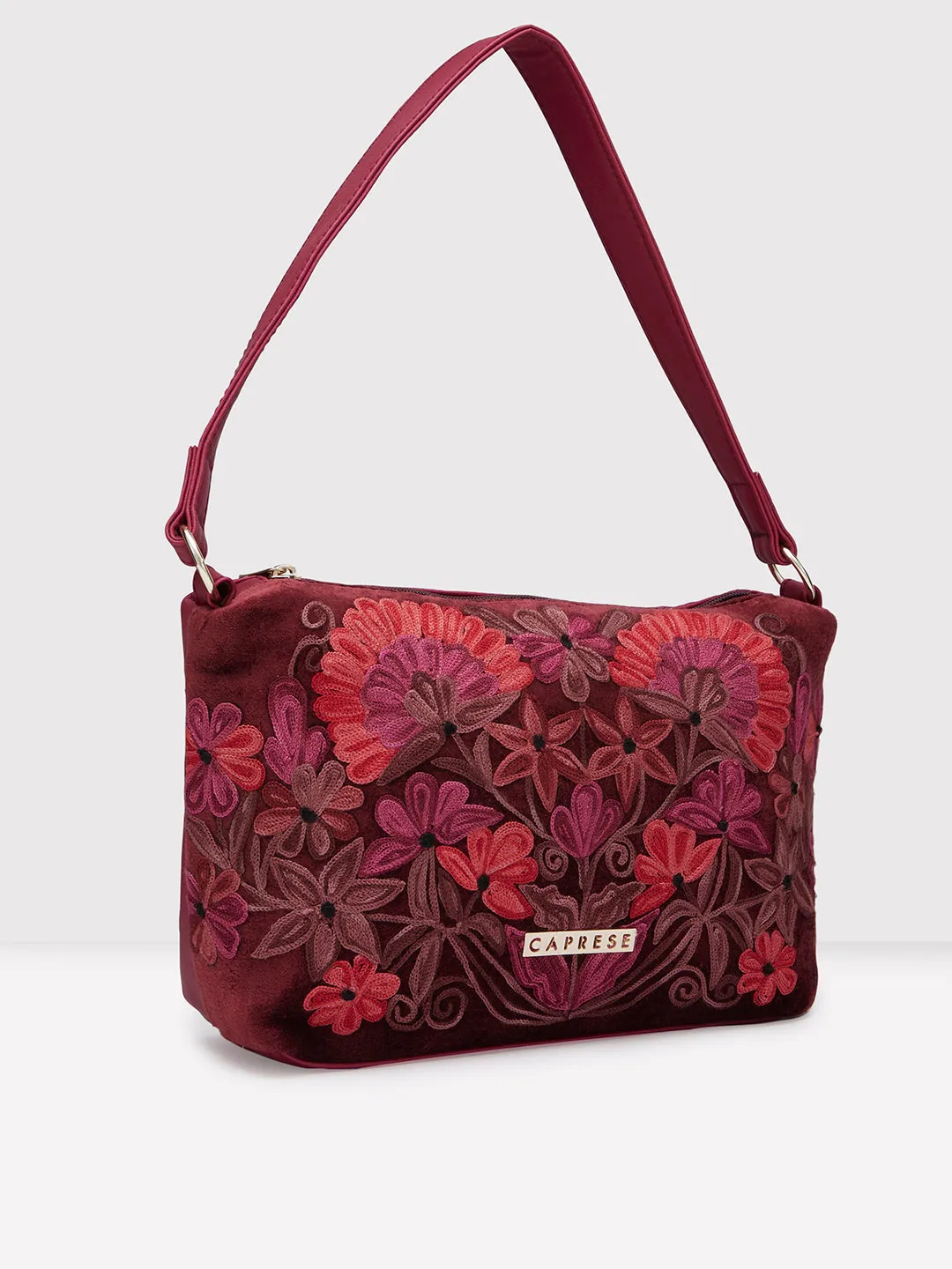 Caprese Tresna Medium Maroon Crossbody Bag