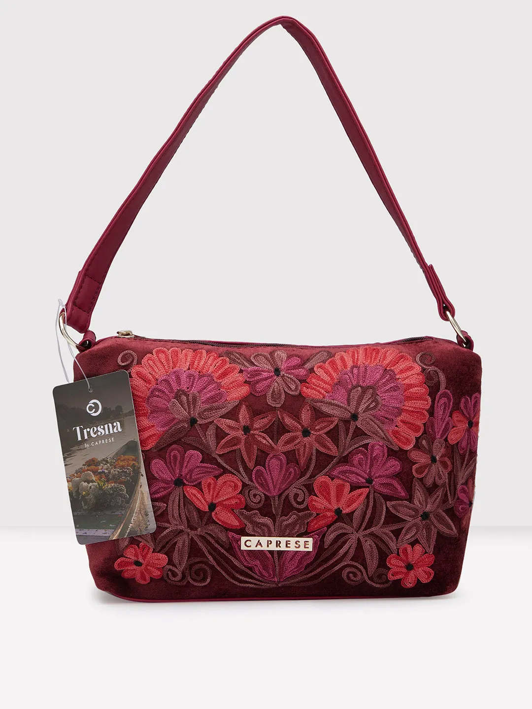 Caprese Tresna Medium Maroon Crossbody Bag