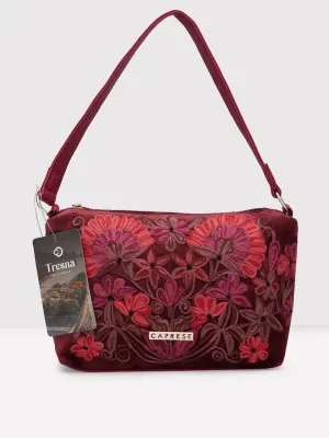 Caprese Tresna Medium Maroon Crossbody Bag