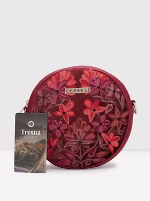 Caprese Tresna Medium Maroon Sling Bag