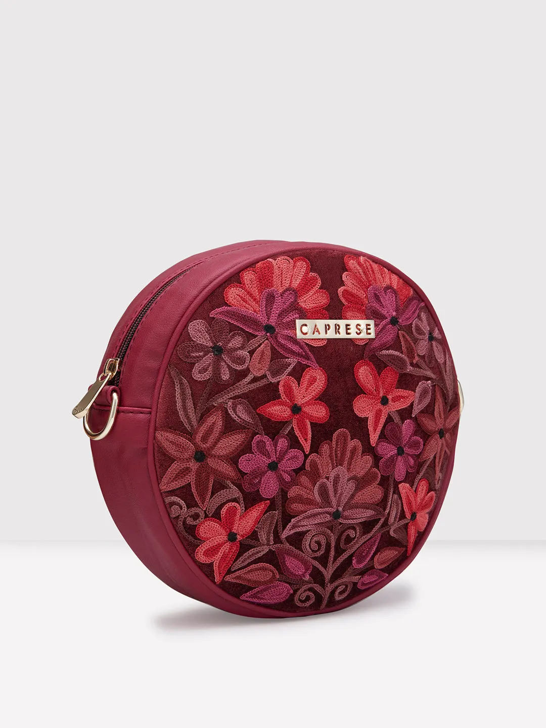 Caprese Tresna Medium Maroon Sling Bag