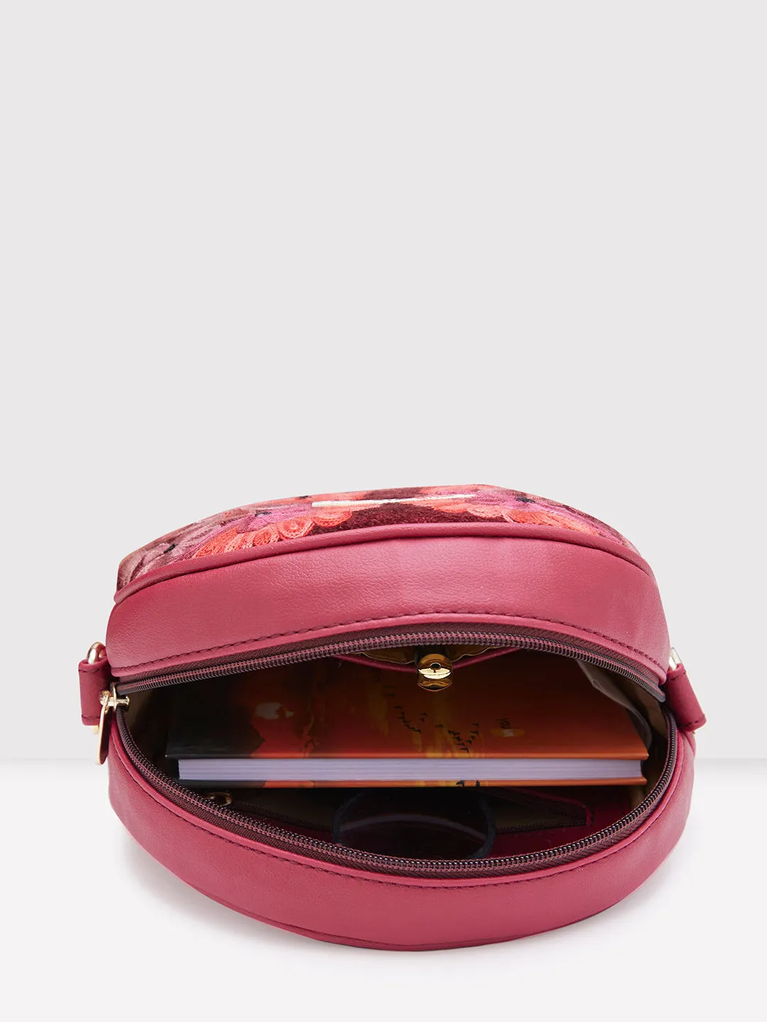 Caprese Tresna Medium Maroon Sling Bag