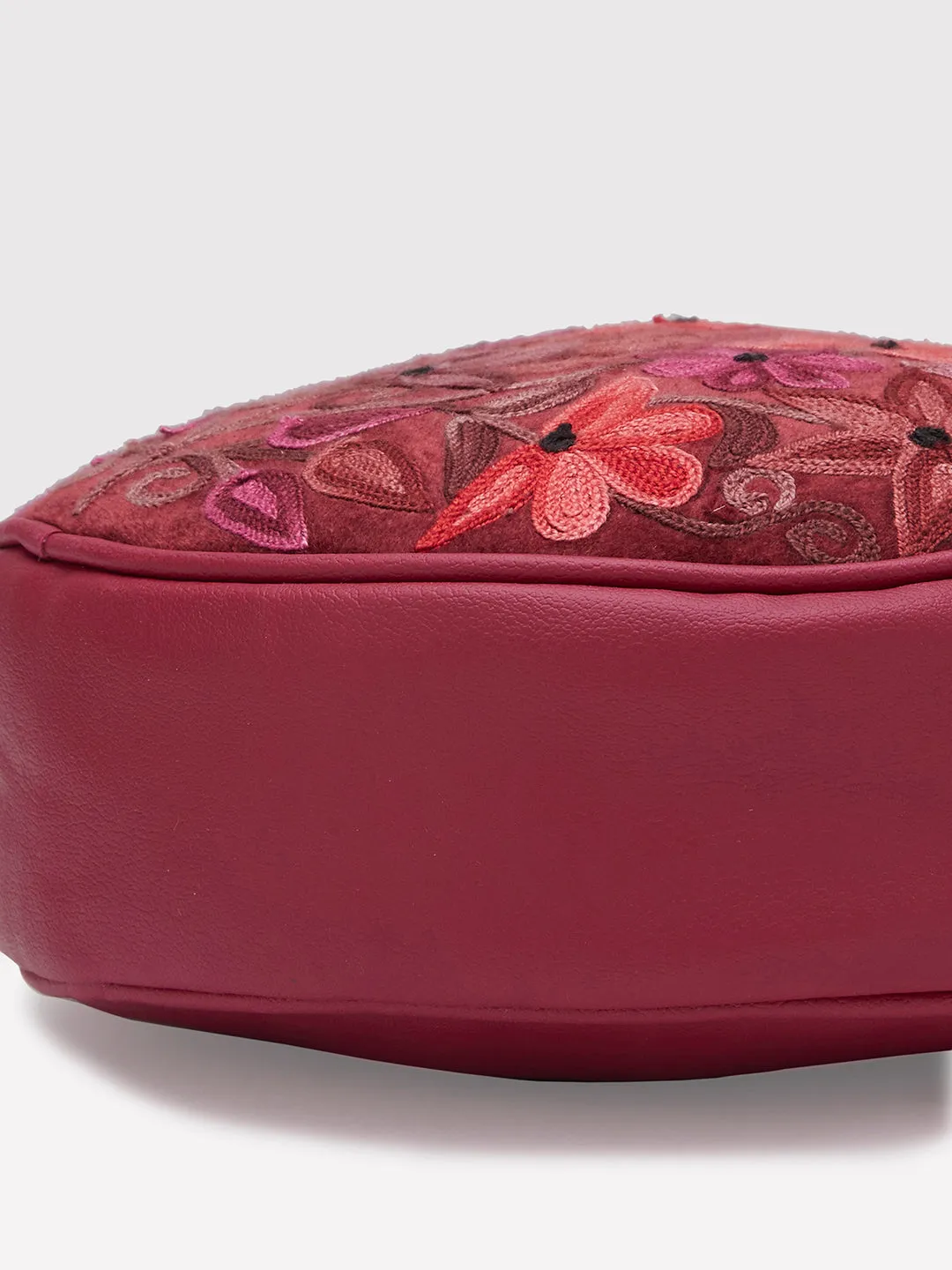 Caprese Tresna Medium Maroon Sling Bag