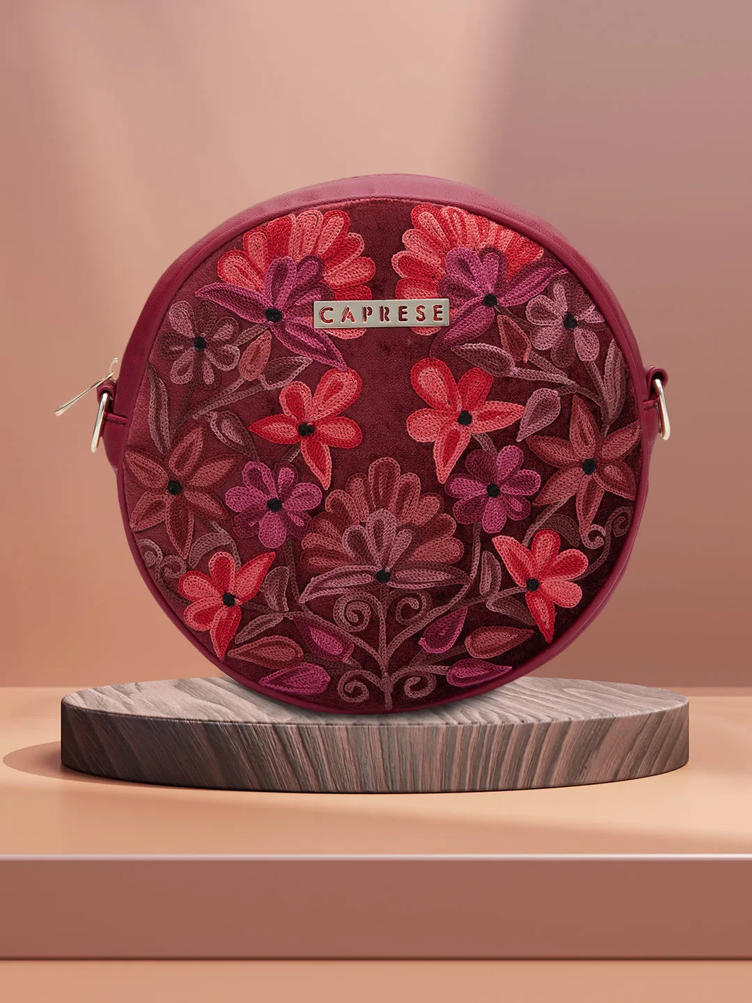 Caprese Tresna Medium Maroon Sling Bag