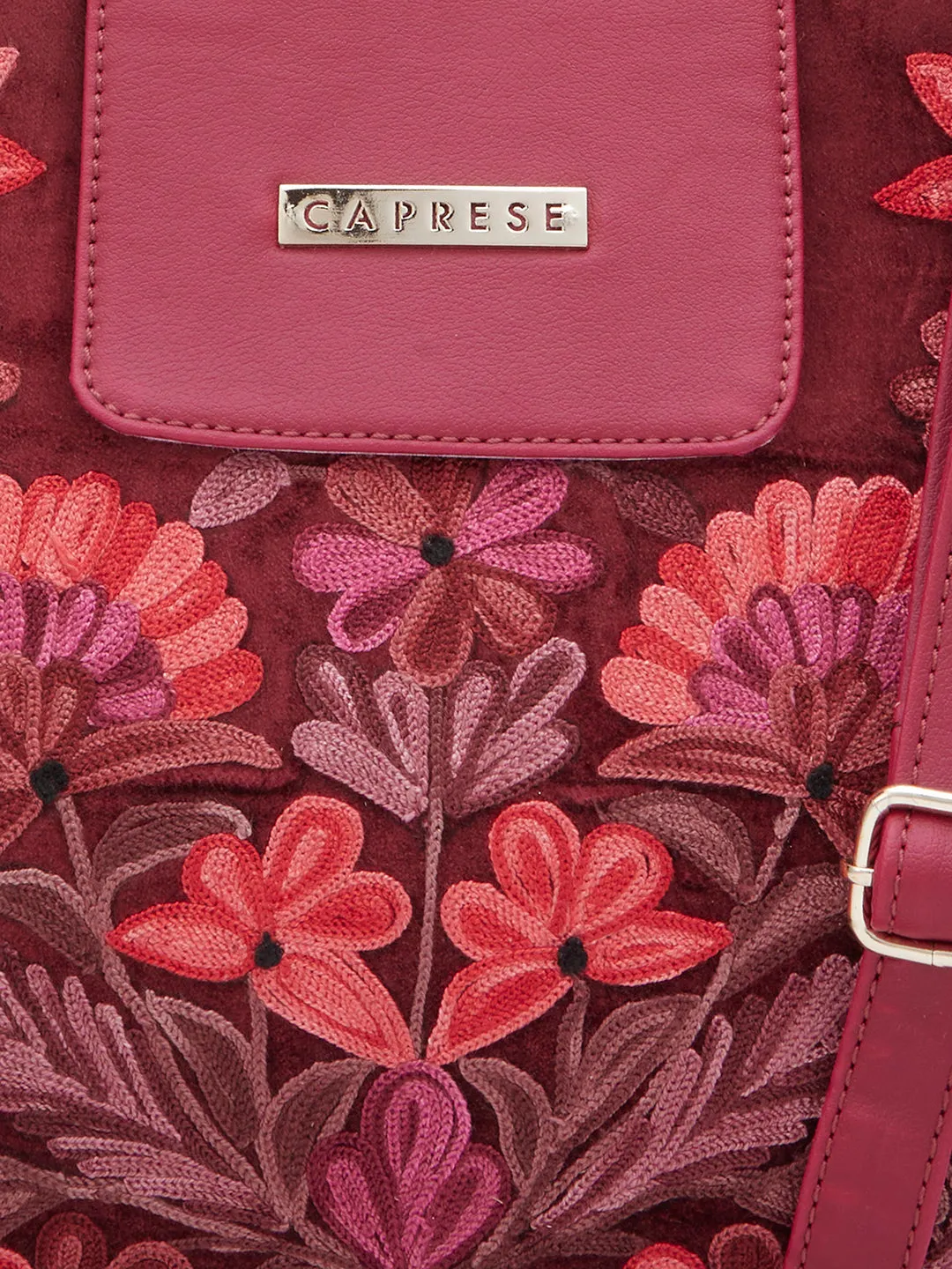 Caprese Tresna Medium Maroon Tote Bag