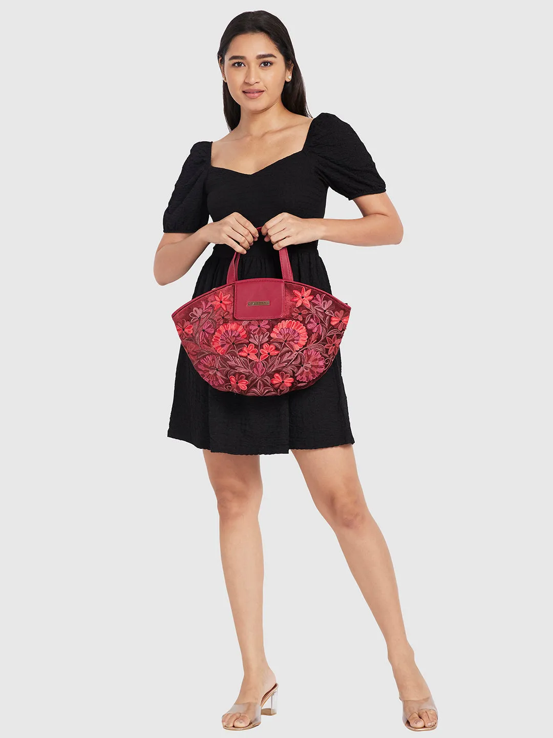 Caprese Tresna Medium Maroon Tote Bag