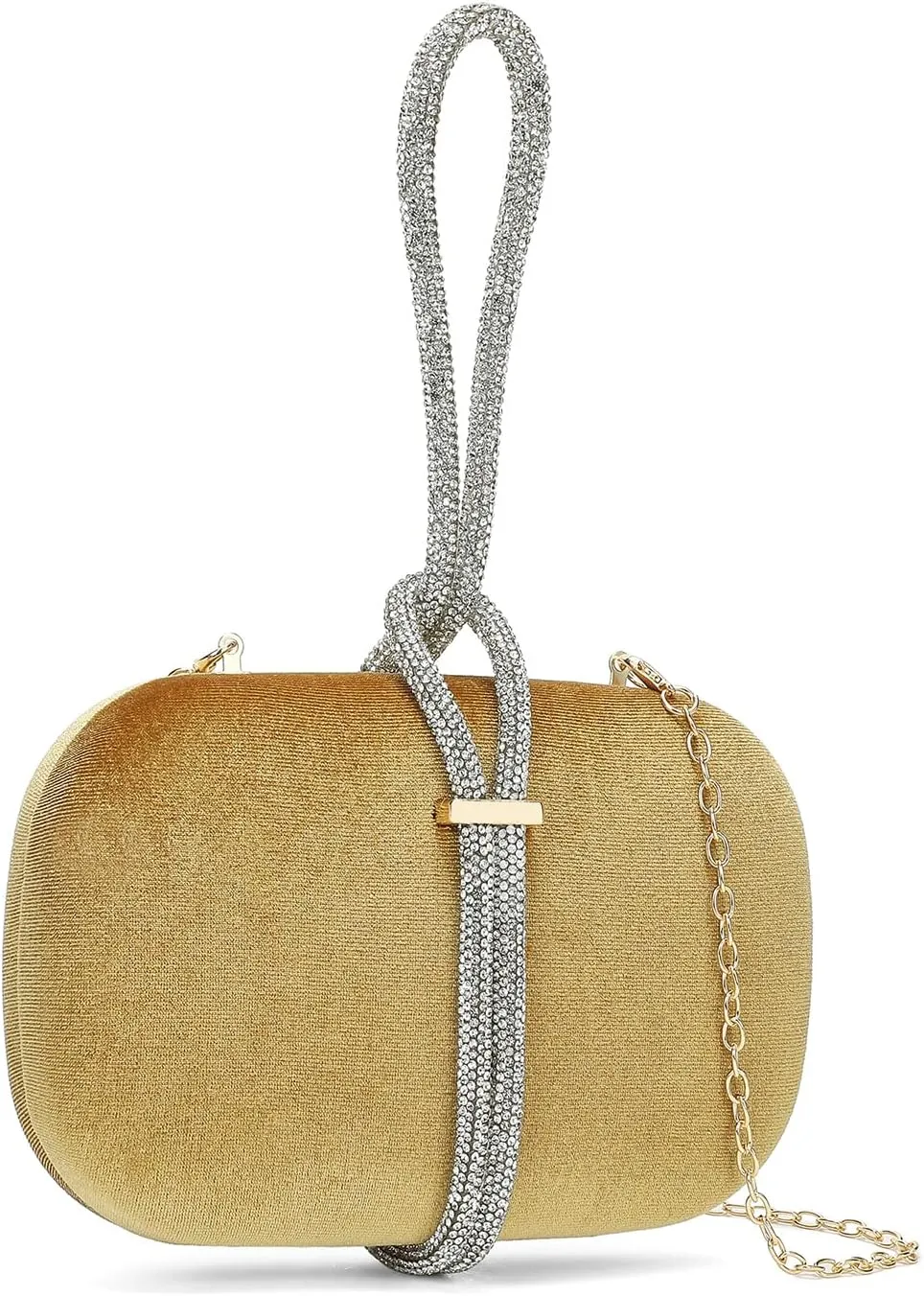 CARIEDO Women's Rhinestones Evening Handbag Crystal Velvet Clutch Bridal Purse for Wedding Prom Night Out Party