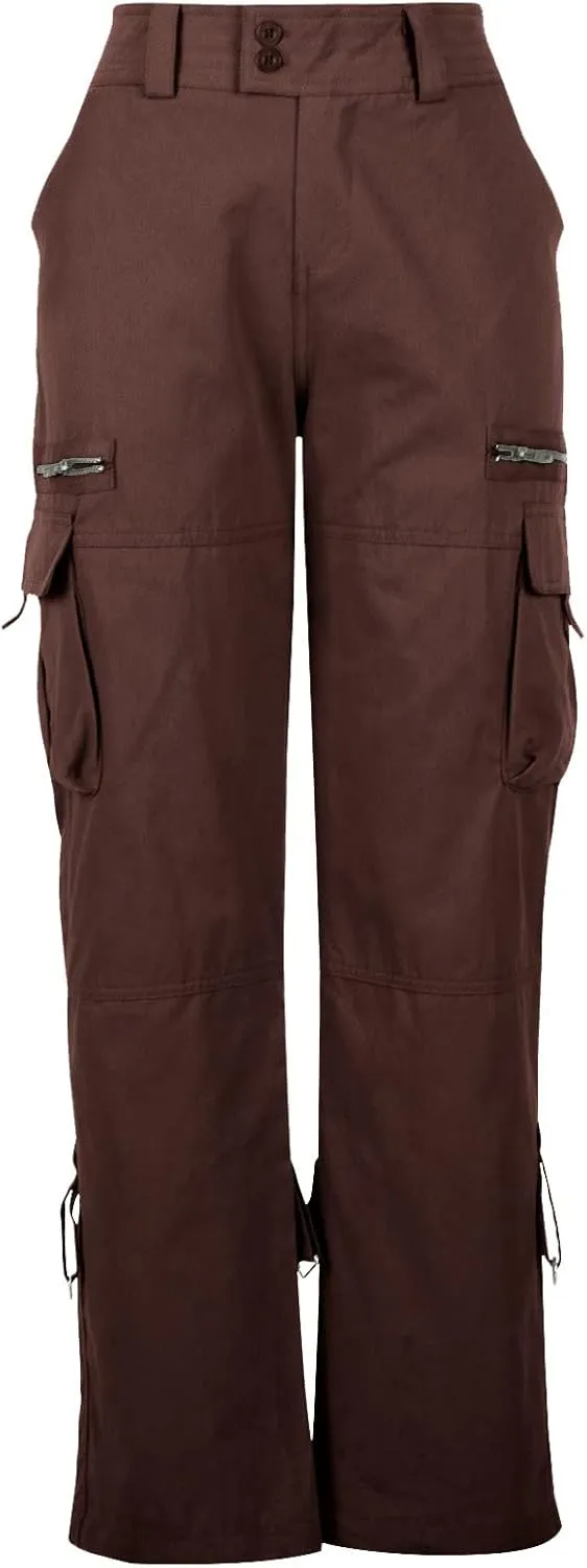 Ceboyel Women's Baggy Parachute Pants Straight Wide Leg Cargo Pants Multiple Pockets Jogger Trousers Y2K Clothing 2023