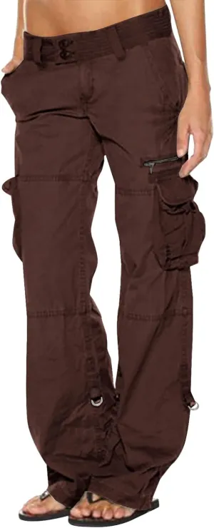Ceboyel Women's Baggy Parachute Pants Straight Wide Leg Cargo Pants Multiple Pockets Jogger Trousers Y2K Clothing 2023