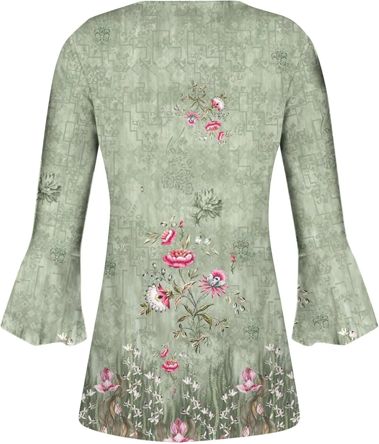 Ceboyel Womens Summer Tops 2023 Floral Button Down Tunic Shirts 3/4 Sleeve Tops Blouse Trendy Dressy Casual Ladies Clothes