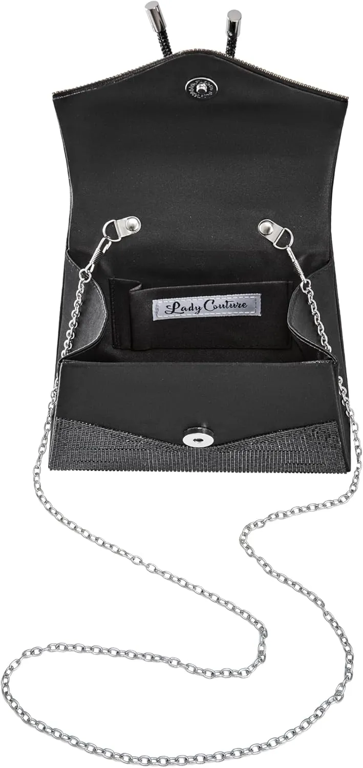 CELINA Rhinestone Covered Bow Detail Evening Clutch Bag
