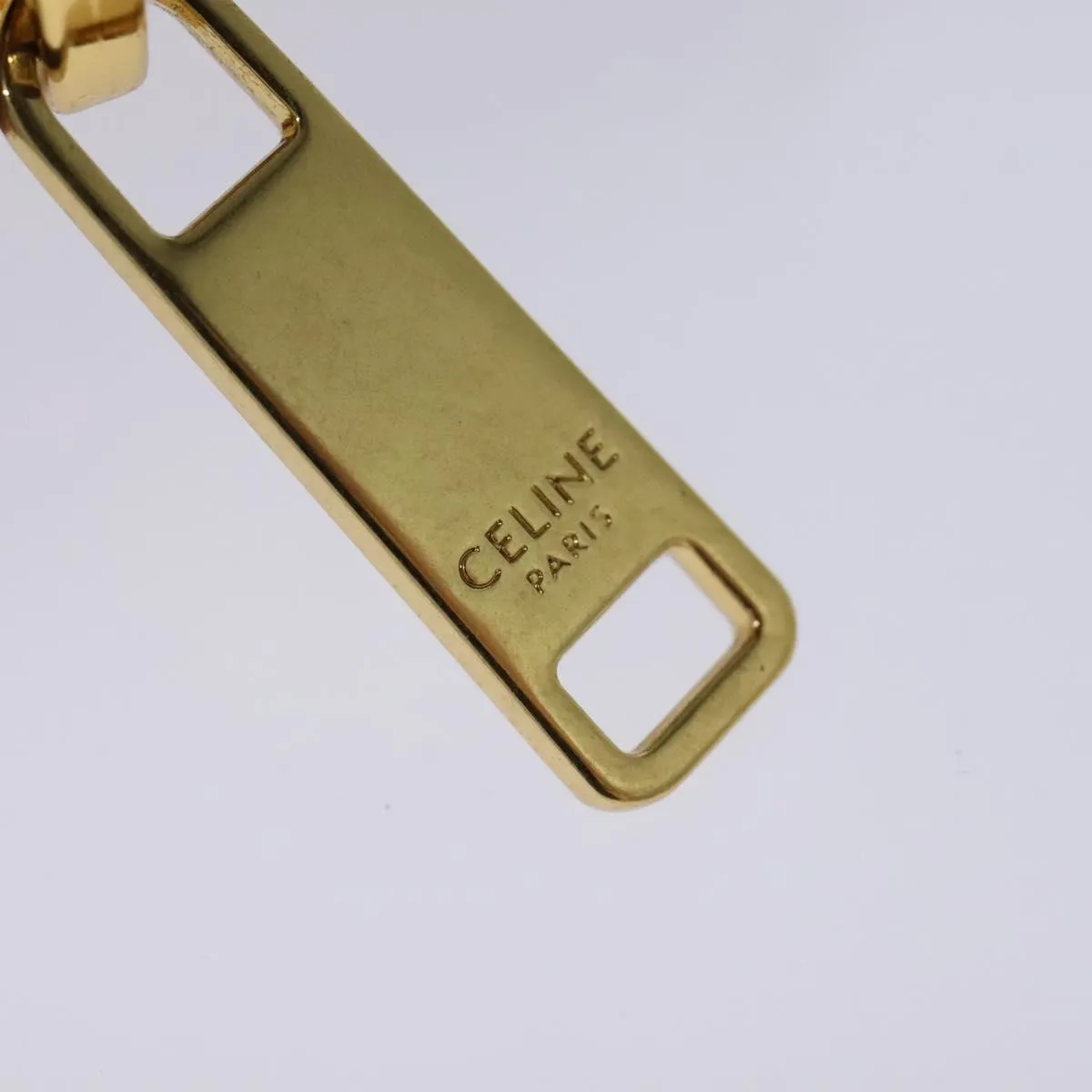 CELINE Sequin Chain Shoulder Bag Canvas Beige Auth 107500A