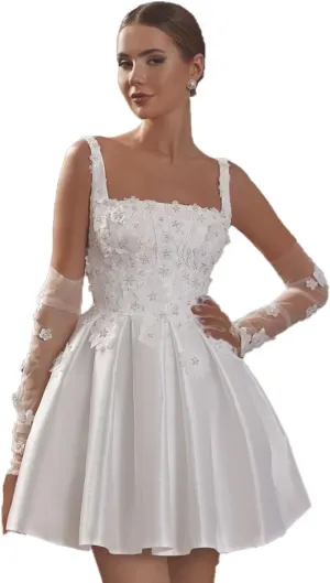 Chady Short Wedding Dresses for Bride 2025 Mini Lace Appliques Beach Bridal Gowns Boho Bridal Shower Dresses