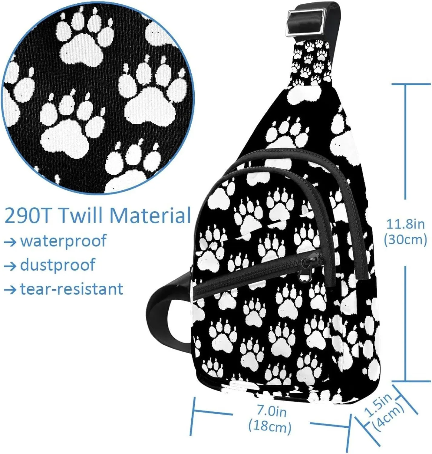 chalk dog paw print Sling Bag, Crossbody Sling Backpack Travel Hiking Chest Bag Daypack for Purses Shoulder Bag Women Men's