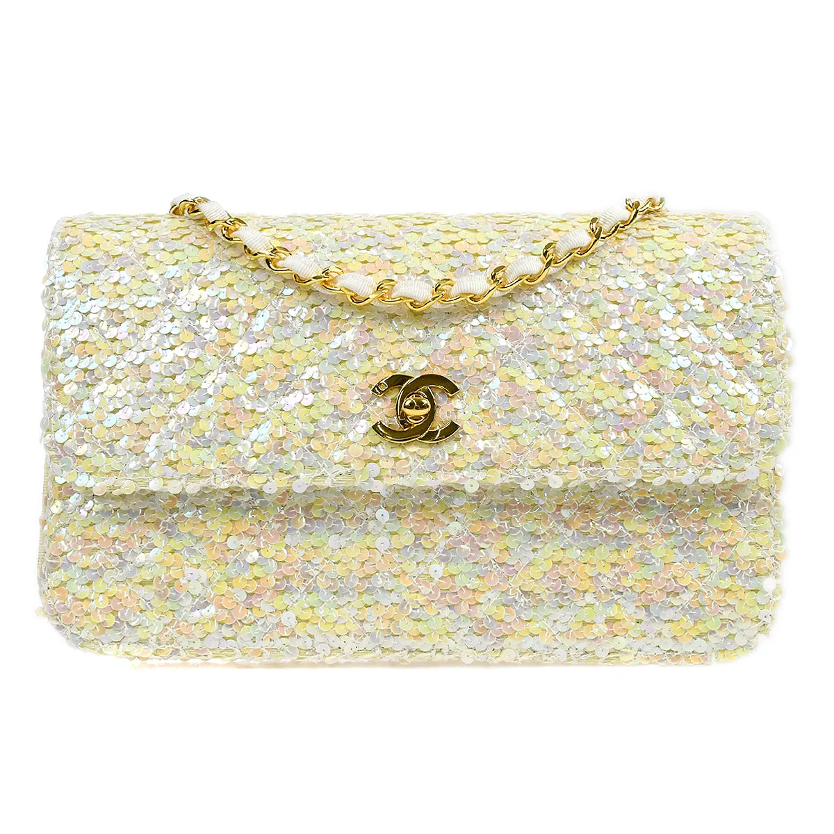 CHANEL * 1989-1991 Straight Flap Medium Sequin 67892