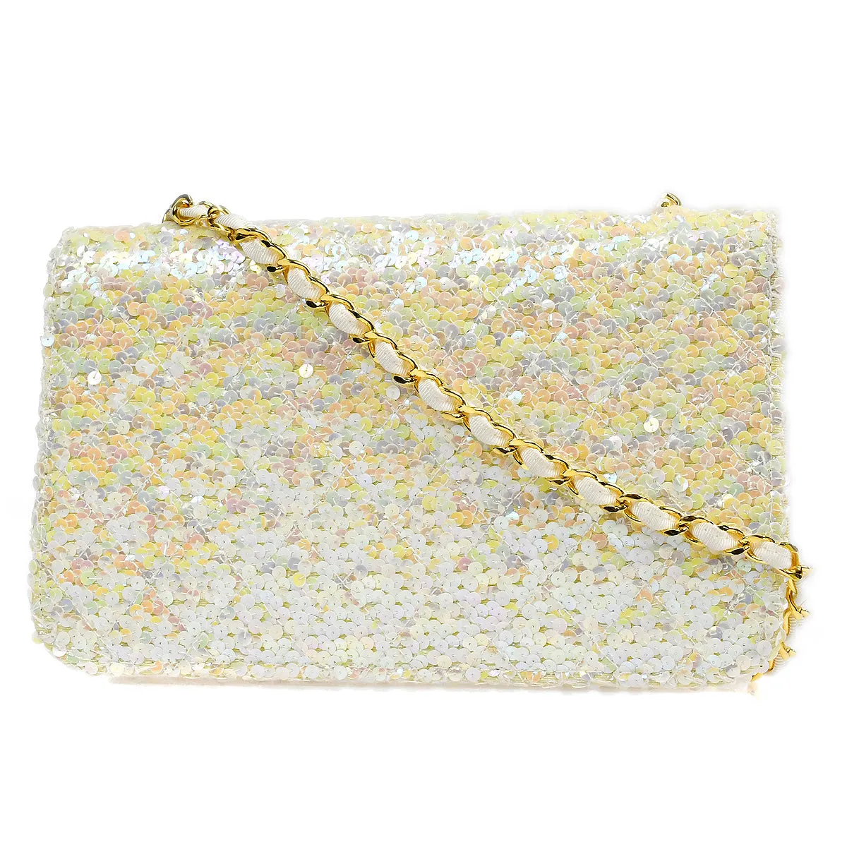 CHANEL * 1989-1991 Straight Flap Medium Sequin 67892