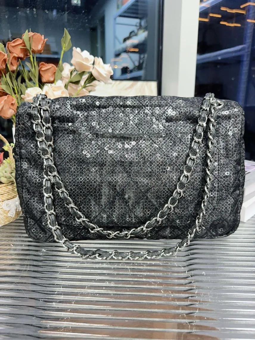 Chanel Black Sequin Shoulder Bag HFY - Preloved Authentic Designer Handbag