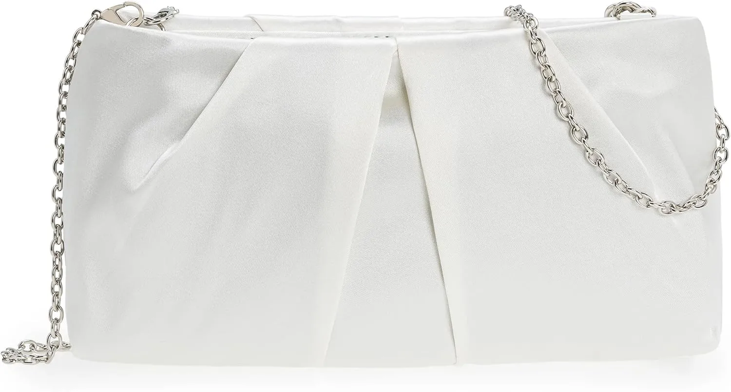 CHARMING TAILOR Evening Bag Women Wedding Party Handbag Small Dressy Formal Purse Pleated Satin Clutch