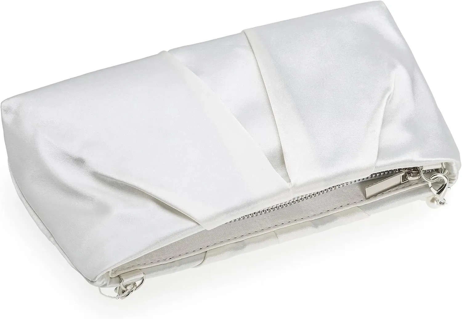 CHARMING TAILOR Evening Bag Women Wedding Party Handbag Small Dressy Formal Purse Pleated Satin Clutch