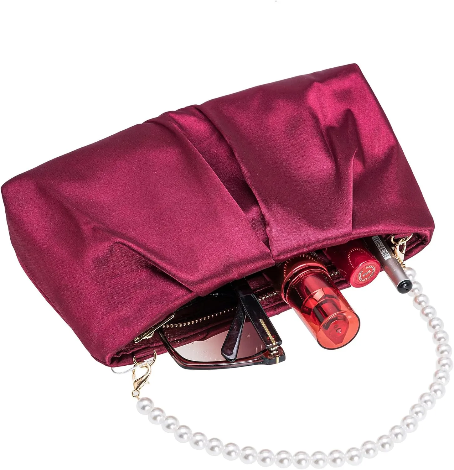 CHARMING TAILOR Evening Bag Women Wedding Party Handbag Small Dressy Formal Purse Pleated Satin Clutch