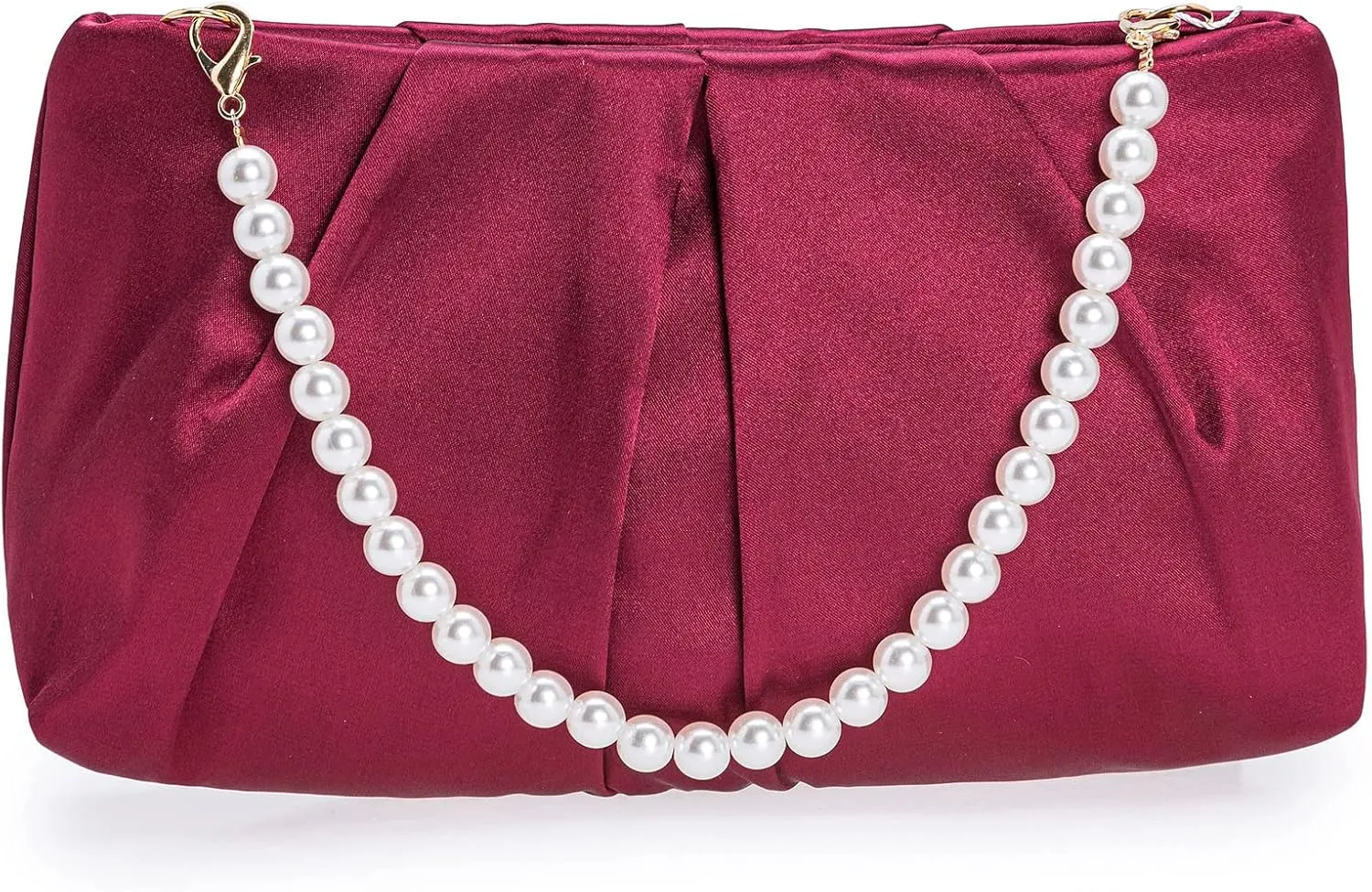 CHARMING TAILOR Evening Bag Women Wedding Party Handbag Small Dressy Formal Purse Pleated Satin Clutch