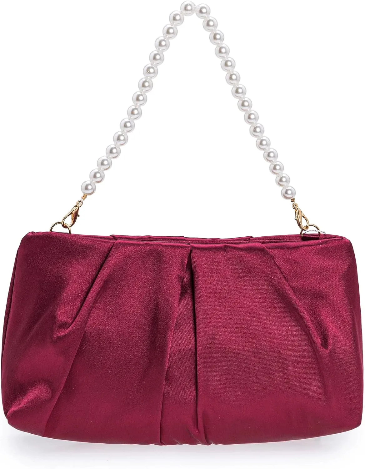 CHARMING TAILOR Evening Bag Women Wedding Party Handbag Small Dressy Formal Purse Pleated Satin Clutch