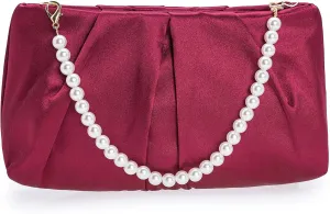 CHARMING TAILOR Evening Bag Women Wedding Party Handbag Small Dressy Formal Purse Pleated Satin Clutch